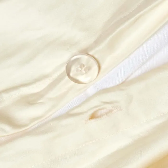 Parure de lit en satin de coton égyptien 1000 fils Housse de couette 200x200 cm et 2 Taies d'oreiller 50x75 cm coloris Crème-1