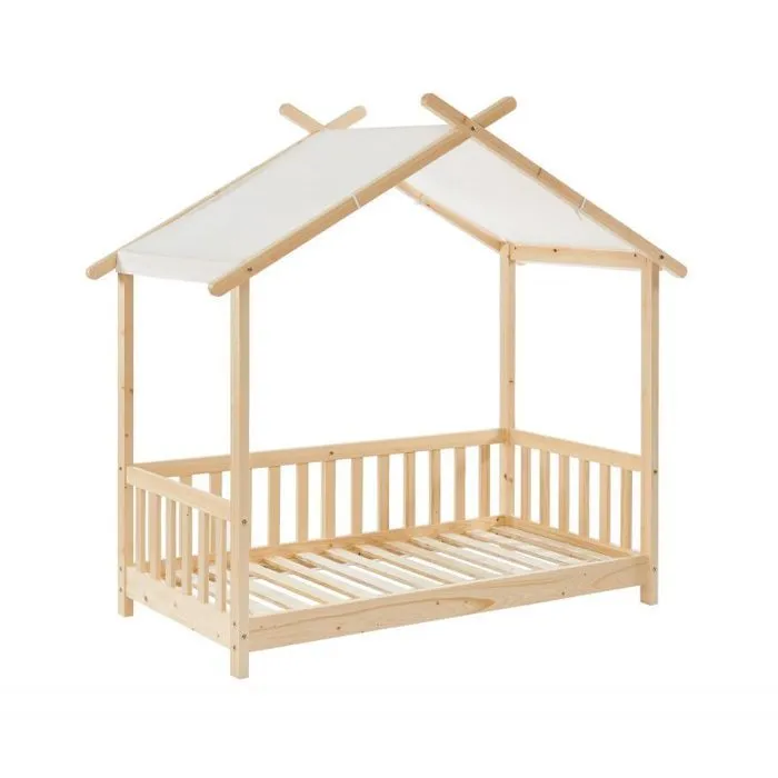 Lit Enfant Tente Des Étoiles Beige 70x140 Sommier Inclus - Laïba Kids-0