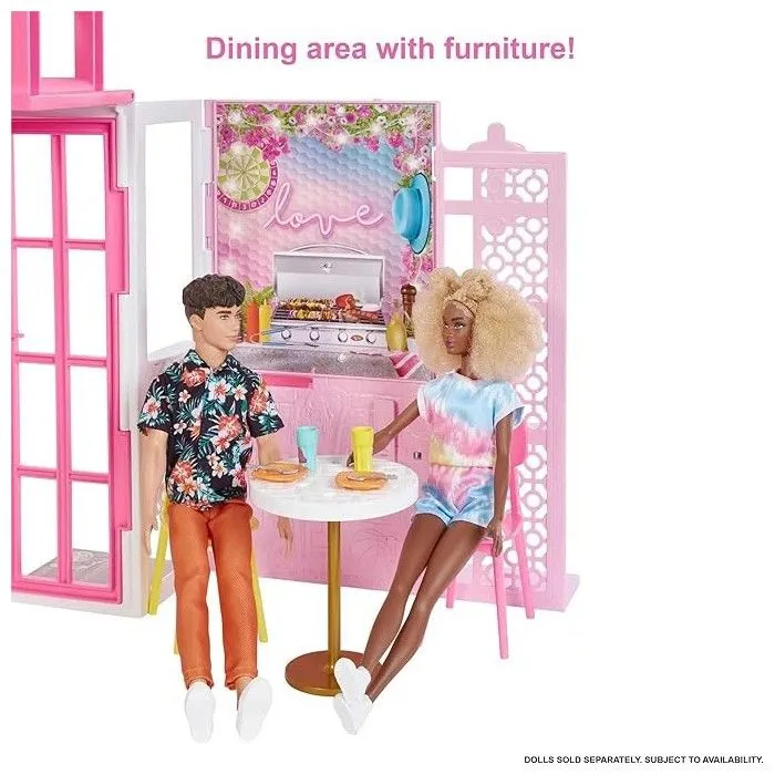 Barbie Coffret Maison De Poupée Meublée, 360 Degrés, 2 Niveaux Et 4 Zones De Jeu, Chiot Et Accessoires Inclus, de 3 à 7 Ans, HCD47-4
