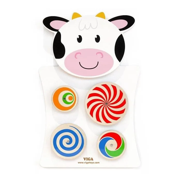 Jouet mural - Viga Toys - Panneau d'activités mural Vache - Bois - 12 mois - Intérieur-0