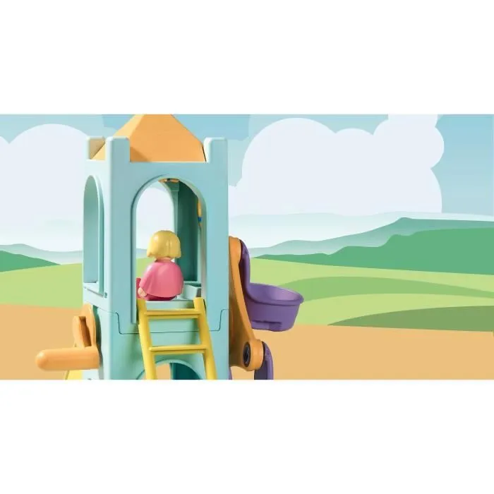 PLAYMOBIL 1.2.3 - 71326 - Aire de jeux avec toboggan géant pour les tout-petits 18-36 mois-5