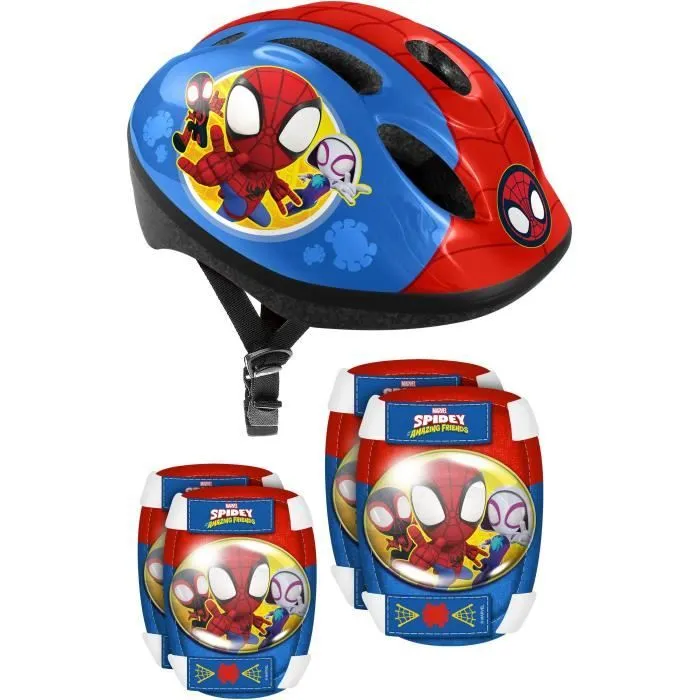 Casque + Coudières/Genouillères STAMP - Spidey pour enfant - Glisse urbaine-0