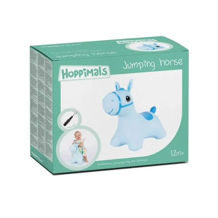 Cheval Gonflable Jouet à sauter - Hoppimals - Modèle bleu - Certifié CE et répond aux normes européennes EN-71-2