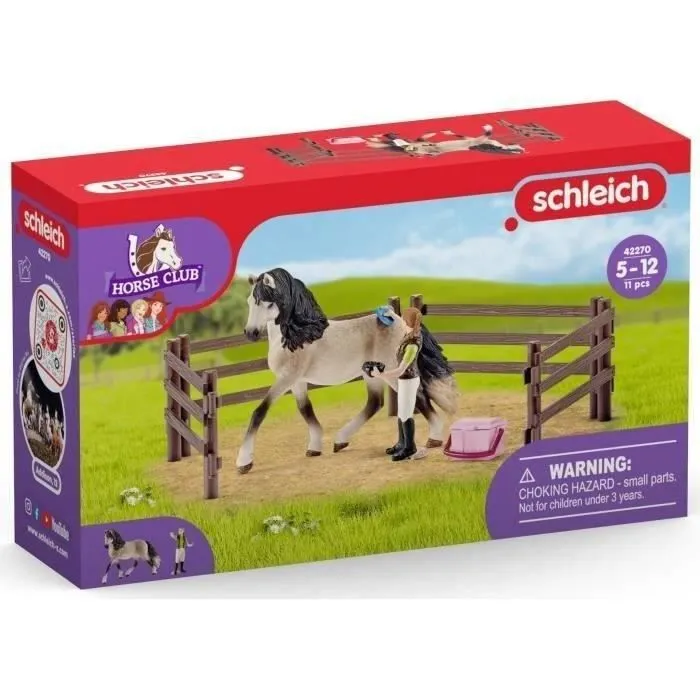 Kit de soin pour chevaux andaloux, coffret schleich avec 9 éléments dont 1 cheval schleich inclus, coffret figurines pour enfants-0