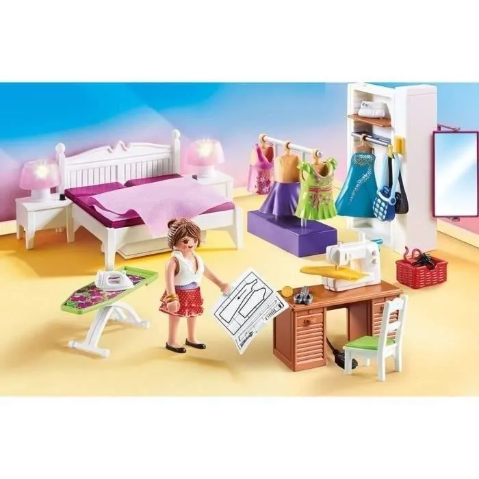 PLAYMOBIL 70208 Chambre avec espace couture, Dollhouse La Maison Traditionnelle, Dès 4 ans-1