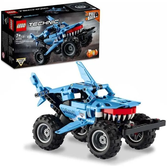 Bebeboutik LEGO 42134 Technic Monster Jam Megalodon Voiture Jouet pour Enfants 7 Ans 2 en 1 Truck et Low Racer Lusca a Retrofriction