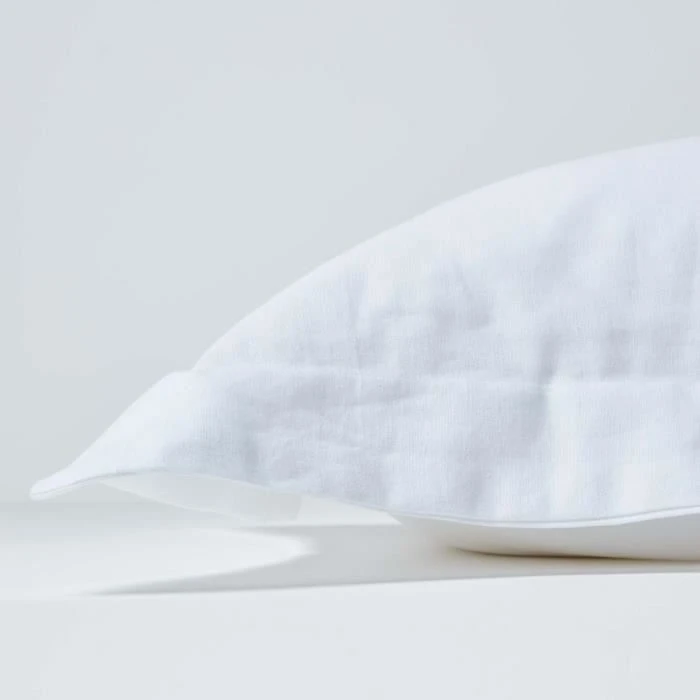 Taie d'oreiller à volants en lin lavé Blanc – 50 x 90 cm-1