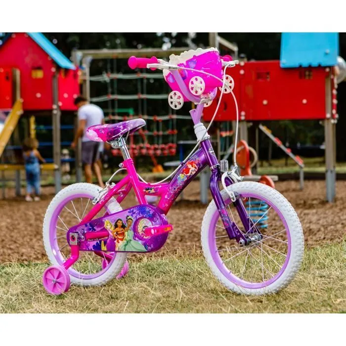 Vélo Enfant Disney - Princess  - Roues 16" - Age 5 à 7 ans - 2 Freins - Stabilisateurs - Rose - Produit HUFFY-3