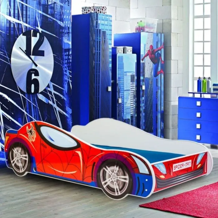 Lit enfant auto Spider Lit voiture + sommier 140x70 cm-0