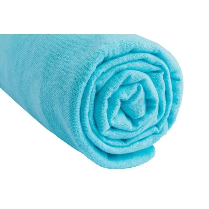 Draps housse - EASY DORT - 50x100 cm - Coton jersey extensible - Turquoise - Lot de 3-1