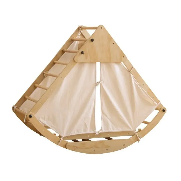 Aire de jeu 8 en 1 - DREAMMESPACE - Bois de pin - Toboggan, escalade, balançoire - 3-8 ans-0