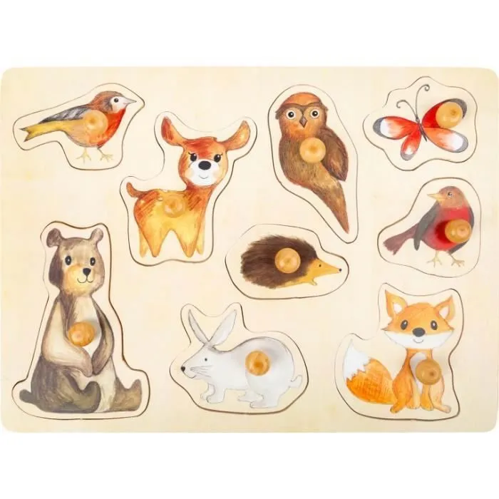 Puzzle en bois Bosdierenbois junior 9 pièces - SMALL FOOT - Animaux - Multicolore - Blanc - Enfant-0