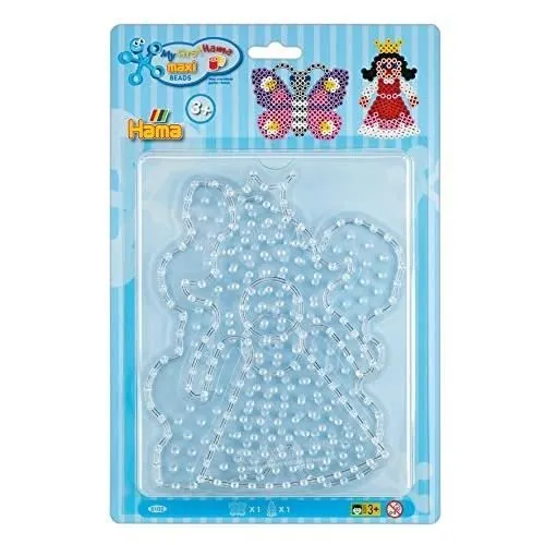 HAMA - Blister 2 plaques papillon et princesse pour perles à repasser-0