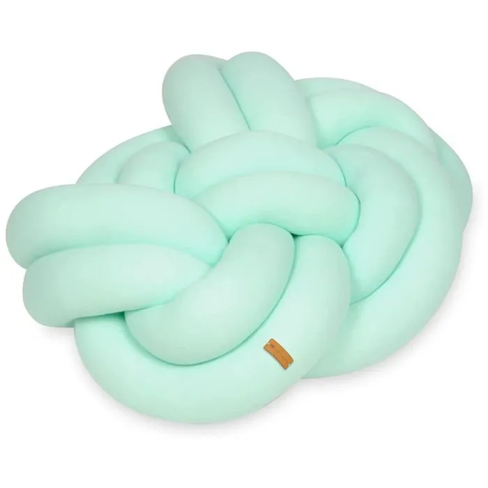 Coussin décoratif tressé - Menthe - 50x40 cm - Multicolore - Coton élastique-0