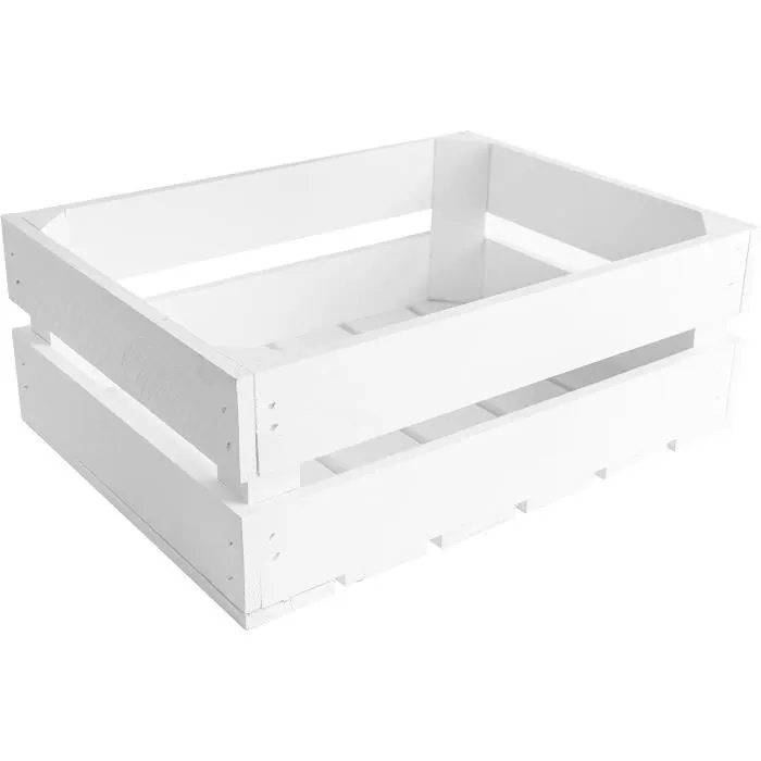 Caisse en Bois Blanc - CREATIVE DECO - 40 x 30 x 15 cm - Rangement et Décoration-0