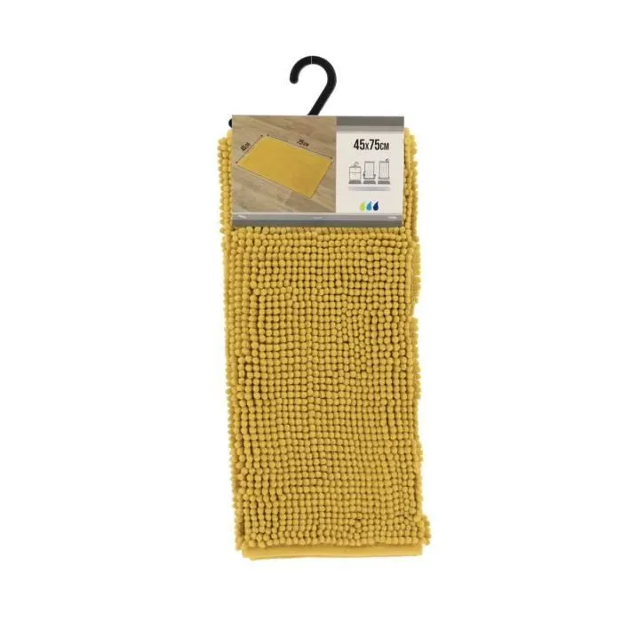 Tapis de salle de bain en microfibre jaune moutarde - TENDANCE - Boules - 45x75cm-0