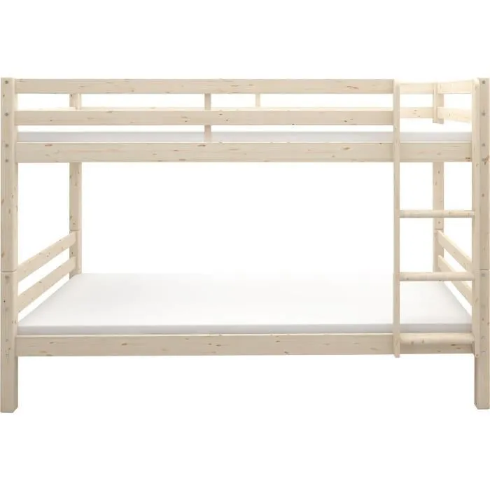 Lits superposés séparables enfant - 2x90x190 cm - Pin massif naturel - Sommier inclus - ANDO-2