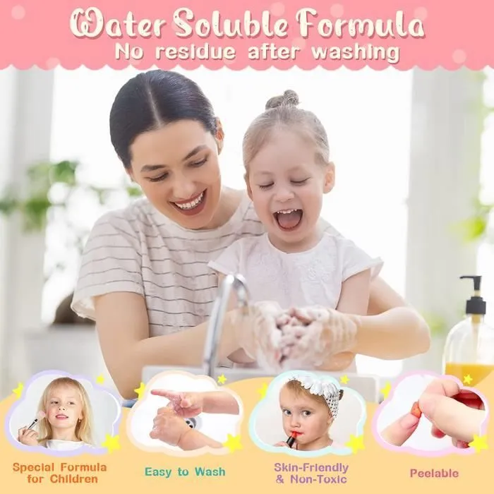 Maquillage Enfant Jouet Filles - ZGEER - Lavable Malette - Coffret Petites Filles - Rose-3