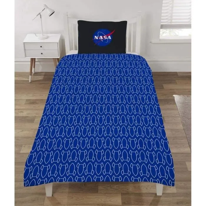 Nasa Mission Rustines Set Housse de Couette Simple Astronomie Espace Réversible Literie Avec Housse D'Oreiller-1
