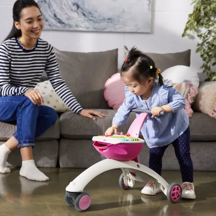 TINY LOVE Tiny Rider 5 en 1, Trotteur et Porteur, Chariot de Marche, Rose-3