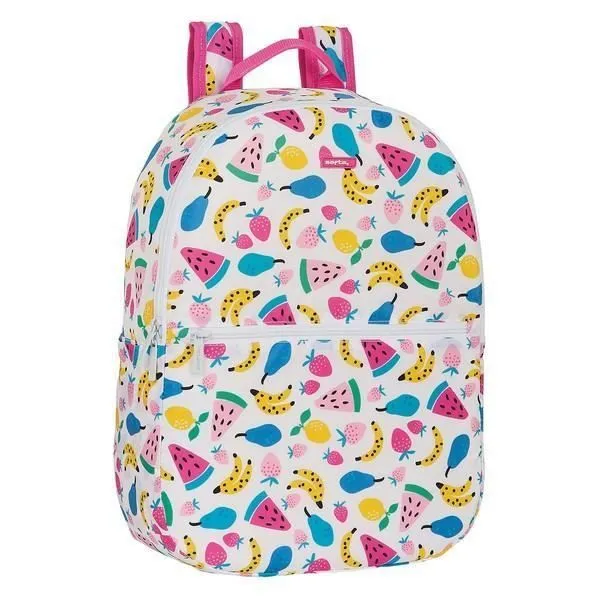 Cartable - Safta - Fruits Blanc - Coton - 12 L - Poche avant zippée-1