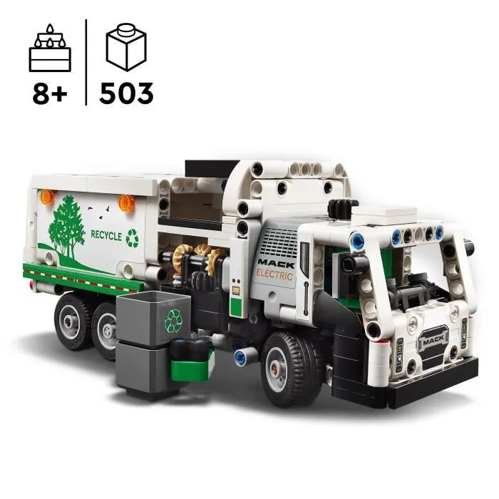 LEGO® 42167 Technic Mack LR Electric Camion Poubelle, Jouet de Camion Électrique, Véhicule de Recyclage-1