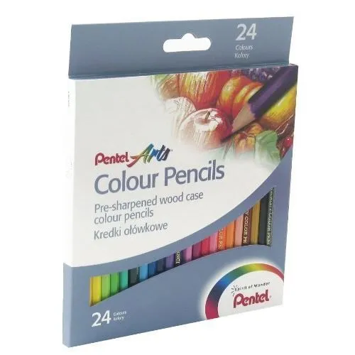 Crayons de couleur - PENTEL - Lot de 24 - Bois - Longue tenue - Mixte-0
