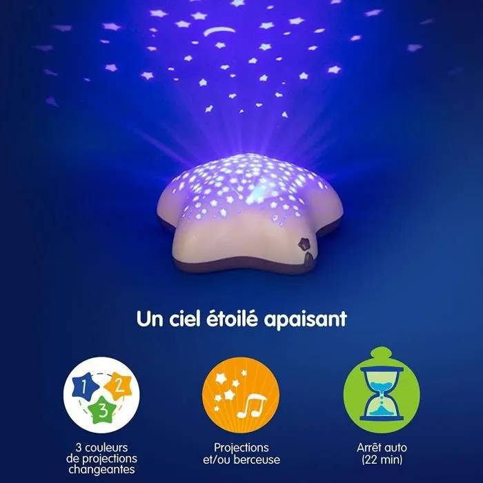Pabobo - Dans Les Bois - Veilleuse Musicale Nomade et Projecteur d'Etoiles Apaisant pour Bébé et Enfant - Fonctionne à Piles - Beige-1