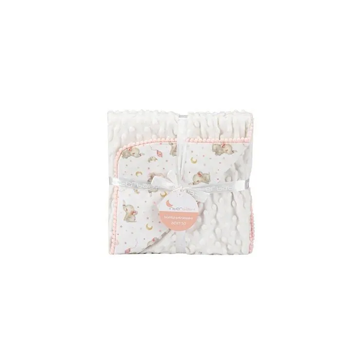 Edredon - couverture - plaid bebe Interbaby - 00919-02 - Baby Blase Couverture Motif elephant Rose-1