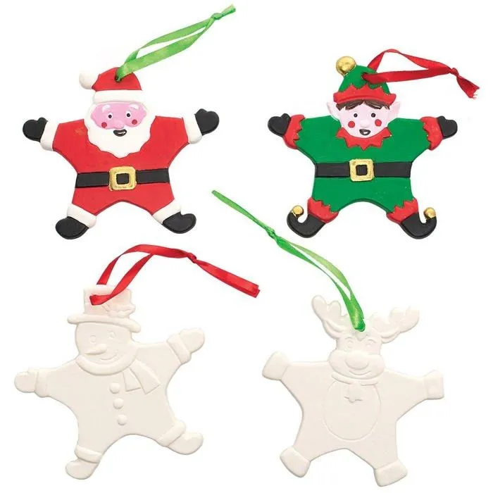 Jeu de peinture Baker ross - FX375 - Decoration de Noel en Ceramique - Lot de 4, Activite Noel Enfant ()-0