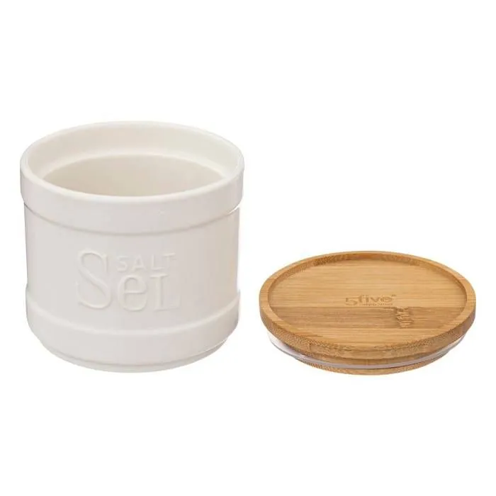 Boîte à sel - FIVE - Natureo - Céramique blanche - 10,7 cm - Compatible lave-vaisselle-1