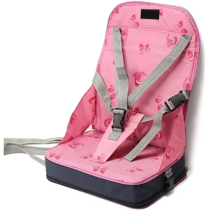 Réhausseur Siège de Table Pliable Portable + 5-Point Harnais Sécurité Chaise Repas Voyage - Bébé Enfant - Rose-0