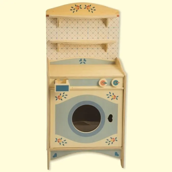 Dida - Lave linge jouet en bois - Jeu d'imitation - Meubles bébé cuisine jouets modulaire-0