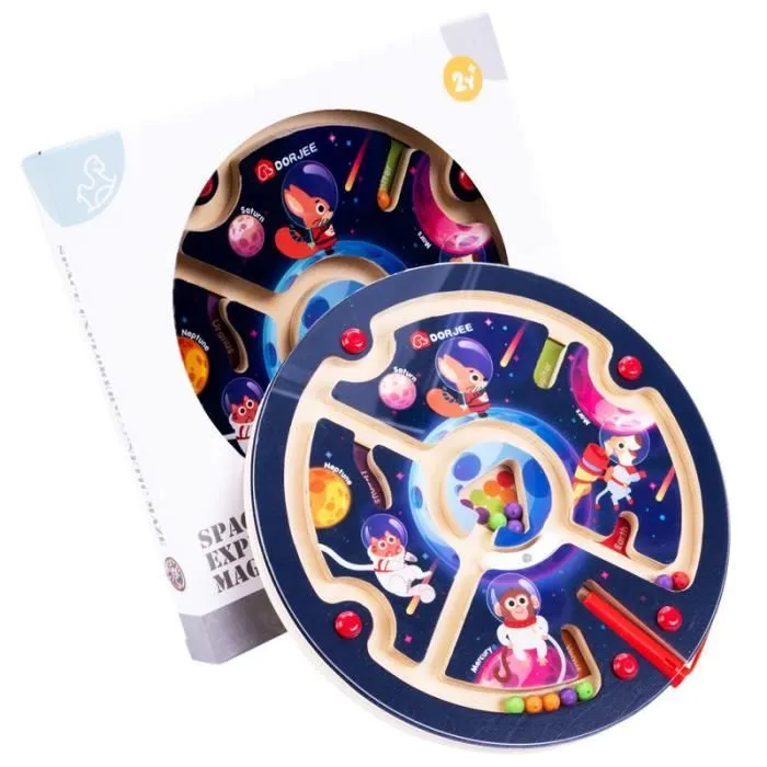 Jouet en bois - Labyrinthe magnétique - Espace - 22 cm - À partir de 2 ans - Éducatif-0