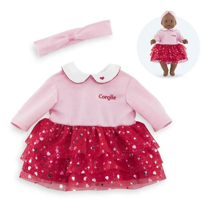 Robe et Bandeau Pétales de Cœurs - COROLLE - Pour poupon 36 cm - Rose - Enfant - Fille-0