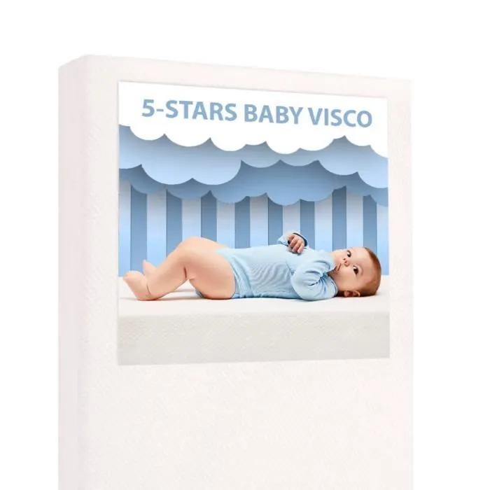 Matelas pour lit de bébé en mousse à mémoire de forme | 140x70 | Epaisseur 10 cm | Double Face Réversible Été et Hiver | Déhoussable-0