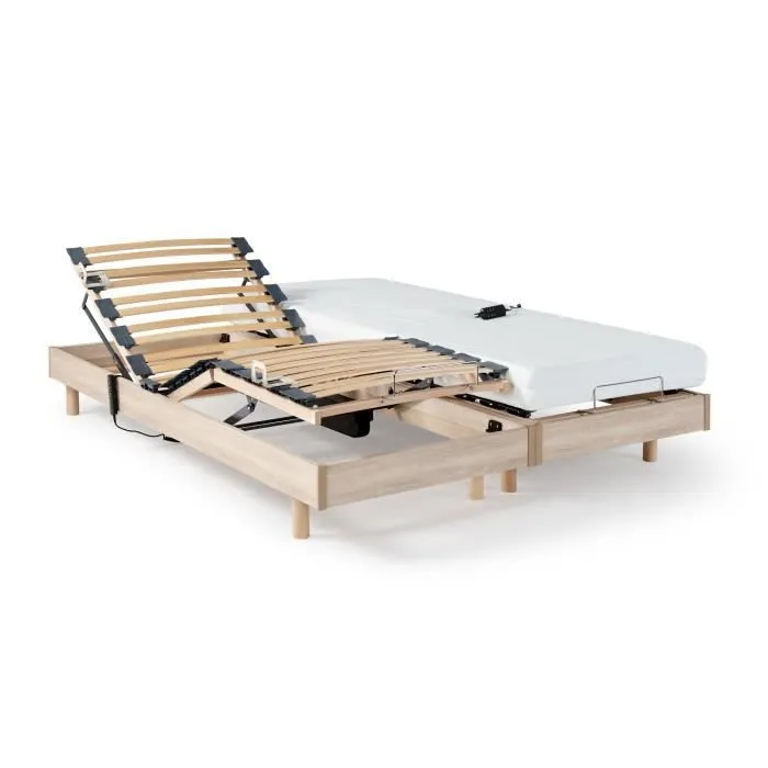 Ensemble relaxation matelas + sommiers électriques 2x80x200cm - Mousse - Ferme - TALCA Fabrication française-1