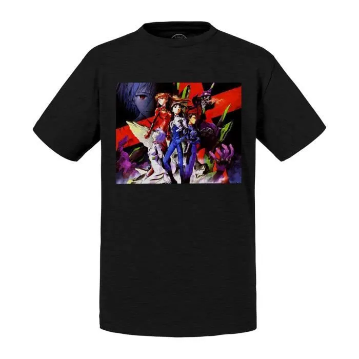 T-shirt Enfant Noir Neo Genesis Evangelion Mecha Apocalypse Manga-0