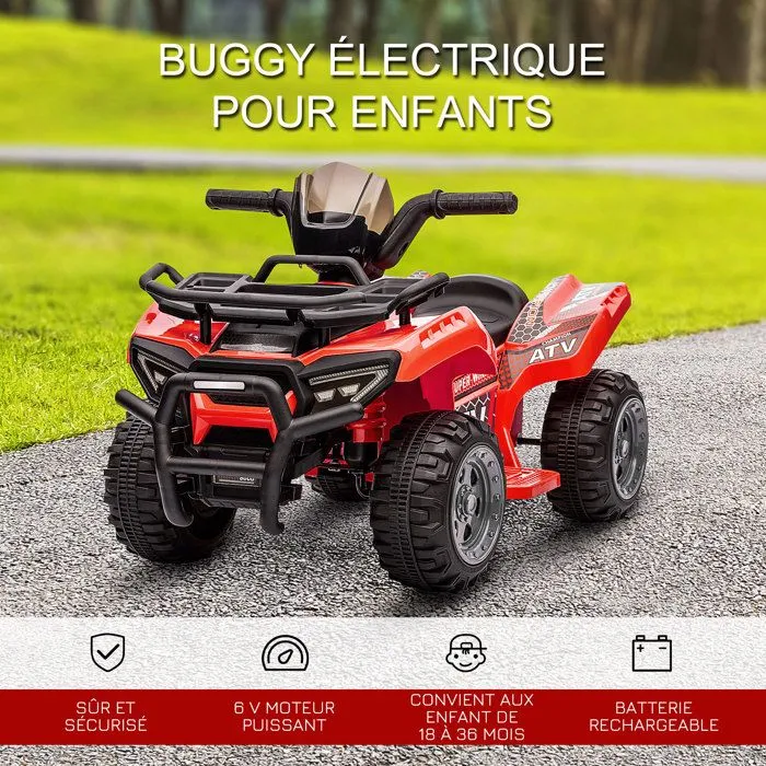 HOMCOM - Buggy électrique enfant - PP - 70x42x45cm - Rouge-2
