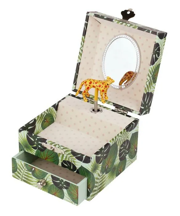 Coffret Musique Cube Savane Trousselier - TROUSSELIER - Vert - Jungle léopard - Mélodie douce-2
