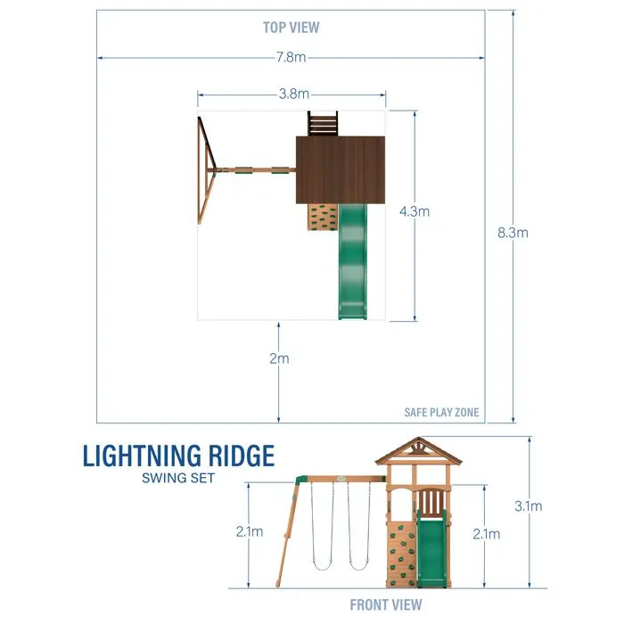 Aire de jeux - Backyard Discovery - Lightning Ridge - Bois massif - Double balançoire - Toboggan 305 cm-1