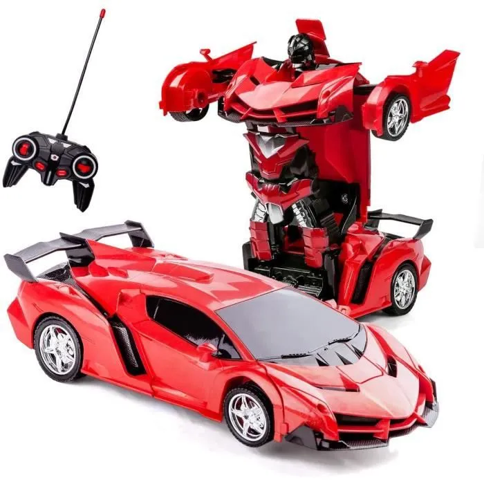 Bebeboutik Voiture Telecommandee Robot Transformers 2 en 1 Rouge Mixte 3 ans et plus
