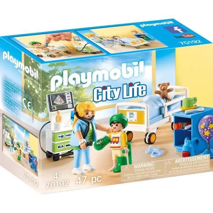 PLAYMOBIL - 70192 - City Life L'Hôpital - Chambre d'hôpital pour enfant-0