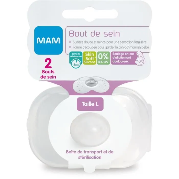 MAM Bout de sein Taille L - Silicone - Bte stérilisation X2-0