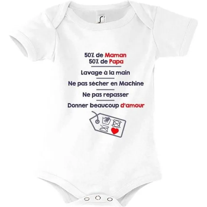 Body bébé - Humour mode d'emploi - 100% coton - Blanc - Mixte-0