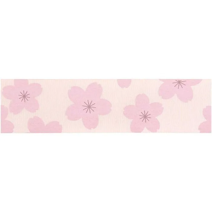 Ruban de taffetas rose poudré - motif Sakura-1