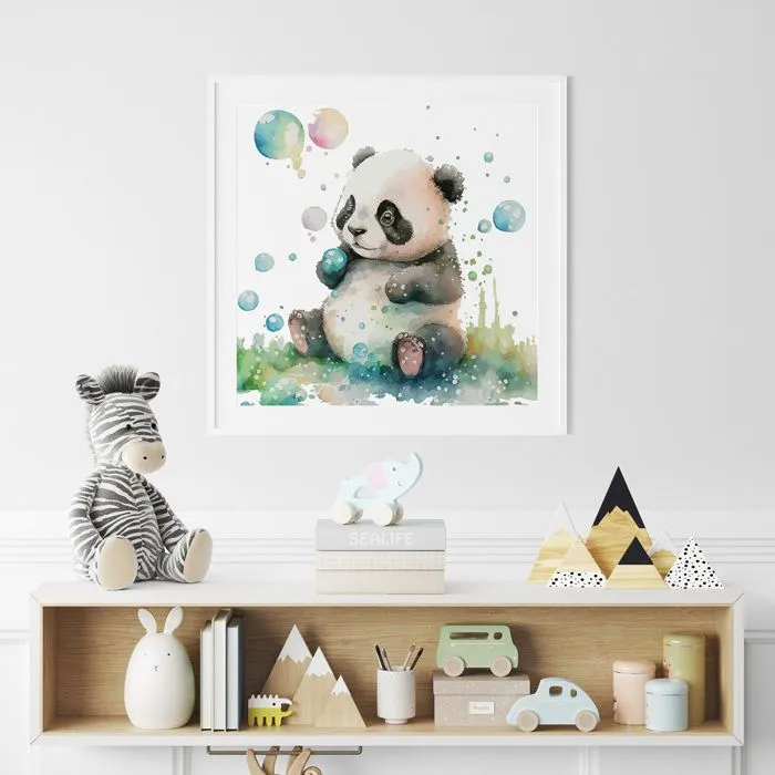 Poster / Affiche carrée Enfants - Panda coloré 3617689723631 - 70x70 cm-0