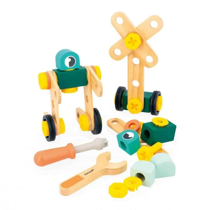 Baril 50 Pièces Brico'Kids - Jeu de Construction Enfant - 48 Accessoires + 2 Outils - Jeu d'Imitation - Dès 3 Ans-0