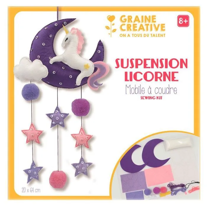 Mobile pour bébé - Graine créative - Licorne - Feutrine - Customisable - Mixte-0