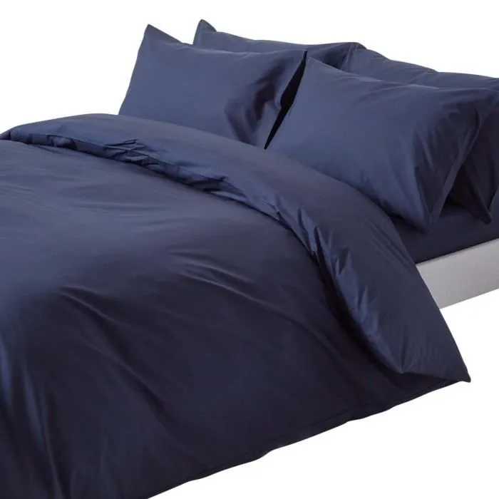 Housse de couette en coton égyptien 200 fils Bleu marine 230 x 220 cm - Hypoallergénique-0